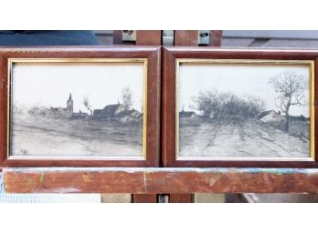 Great Pair Of Framed Vintage Etchings By HENRY MORTIKAR ROSENBERG (1858-1947)