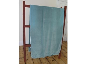 Set Of 4 Soft Blue Lined Poly / Cotton Velvet Feeling Curtains By COUNTRY CURTAINS!