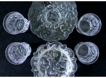 Amazing & Rare Strawberry Motif Early American Pressed Glass Lot!