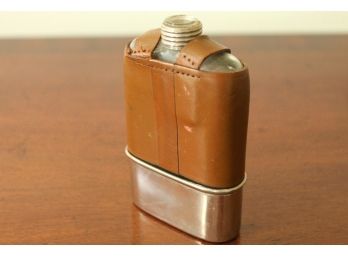 Silver & Leather Vintage German Flask