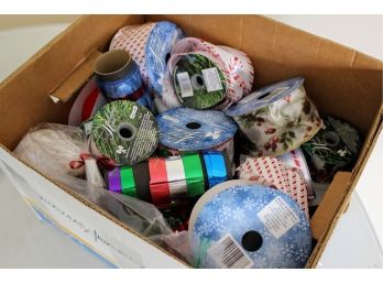 Box Lot Of Christmas Ribbons & Bows