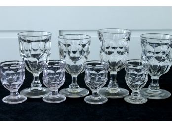 Lovely Set Of 8 Early American Pressed Glass Colonial Style Goblets! Very Collectible!