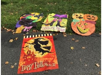 Lot Of 4 Halloween Flags