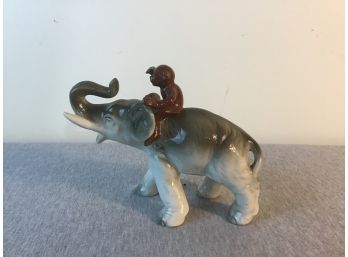 Porcelain Elephant And Monkey