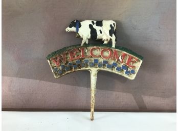 Vintage Cast Iron Cow Welcome Sign