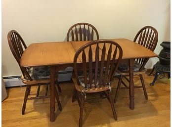Antique Table With Hide Leaves And 4 Chairs