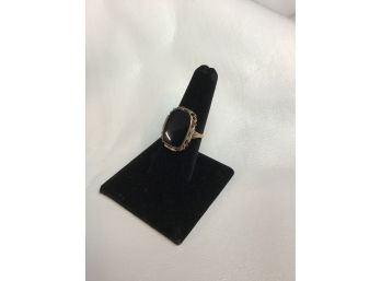 14 K Gold Black Onyx Ring Size 7