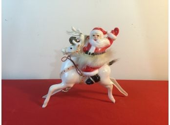 Vintage Santa On Reindeer Decor