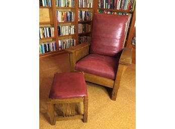 Oak Mission Morris Chair & Footstool By Stickley
