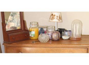 Candle Lot And Small Shaving Mirror