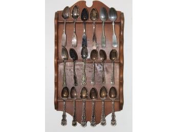 Sterling Silver Coin Silver Spoons And Spoon Rack