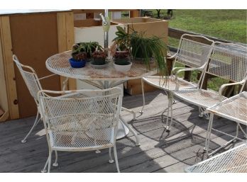 Vintage Cast Iron Patio Set Chairs Table Chaise Lounge