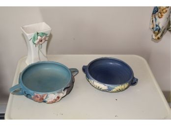Roseville Pottery Bowls And Pottery Vase
