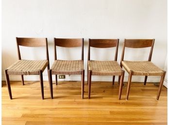 MCM Danish Dining Chairs With Woven Seats