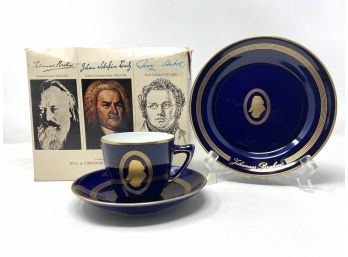 Bing & Grondahl B&G Great Composers Series: Johannes Brahms Cup, Saucer, And Dessert Plate
