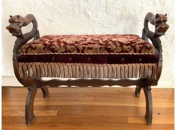 Vintage Gothic Style Carved Dragon Piano/storage Bench