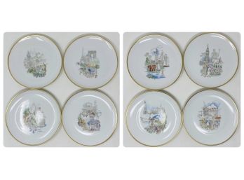 Collection Of 8 European Country Plates | Heinrich H And Co. Selb Bavaria Germany Golden Crown E&R 1886