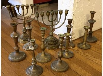 Collection Of Traditional Candlesticks And Candelabras