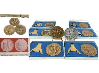Bronze And Fine Silver USA & Denmark Friendship Medals And Coins