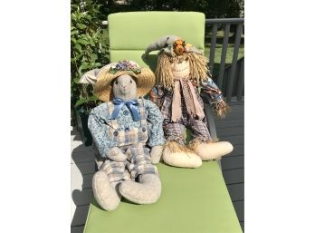 Large Well Made Bunny And Scarecrow Decorations