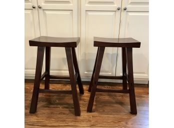 Pair Of Room And Board Wooden Stools