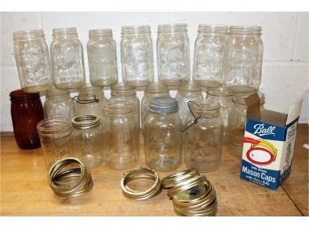 Assorted Vintage Canning Jars & Lids, Atlas, Ball & Longlife