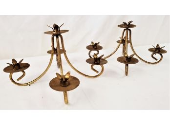 Pair Of Vintage MCM Brass Thin Taper Candle Candelabras