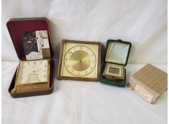 Three Vintage Portable Travel Alarm Clocks - As Is - Repair Or Parts