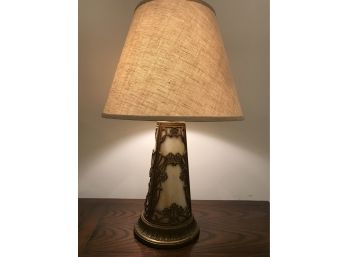 Vintage Heavy Brass And Stone Designed Lamp