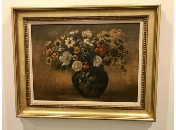 Gorgeous Floral Oil Painting With Prominent Frame