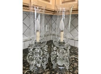 Pair Of Vintage Imported Lead Crystal Lamps