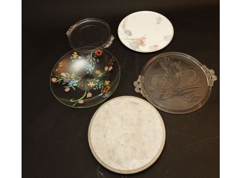 Collection Of Serving Ware - Painted Glass, Pressed Glass,  Stone, Ceramic