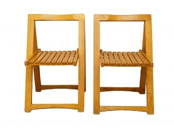 Pair Mid Century Danish Style Folding Chairs