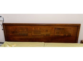 Mid Century Style Wooden Headboard W Raised Wood Block Design