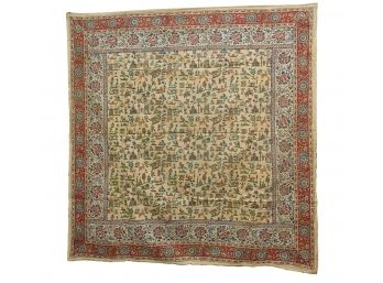 Vintage Persian Textile With Hand Knotted Fringe