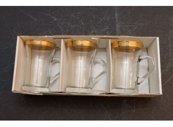 Vintage Crispa Gilt Rim Tea Glasses - Set Of 3