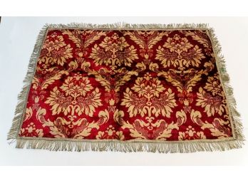 Vintage Garnet & Gold Tone Persian Textile W Fringe Trim And Cotton Backing