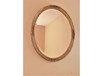 Oval Gilt Framed Beveled Mirror