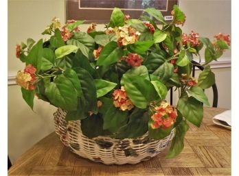 Large Faux Floral Arrangement In A Nice Wicker Basket