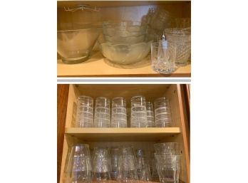 Two Shelves Of Miscellaneous Glassware