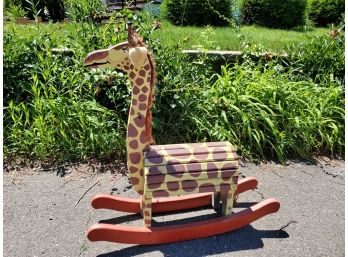 Adorable Wood Hand Painted Giraffe Child's Rocking Toy