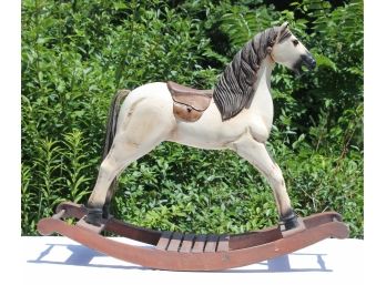 Large Vintage Painted Wooden Rocking Horse