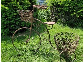 Vintage Wrought Metal Bicycle Plant Stand