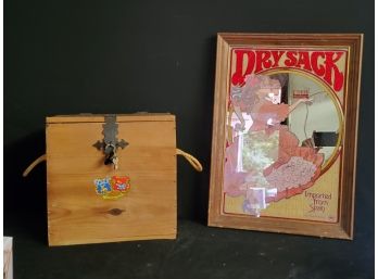 Dry Sack Sherry Wood Bottle Crate And Flamenco Dancer Bar Mirror