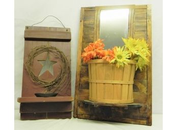 Decorative Wooden Shelf Pieces With Star Cut Out And Mirrored Centers