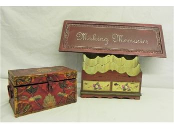 Decorative Country Pieces Include Wooden Keepsake Box, Mail Sorter And Lightweight Inscriptional Frame