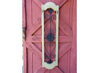 Green Painted Barn Wood & Wrought Metal Wall Decor