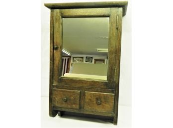 Sturdy Rustic Wooden Medicine Cabinet With Mirror And Two Drawers