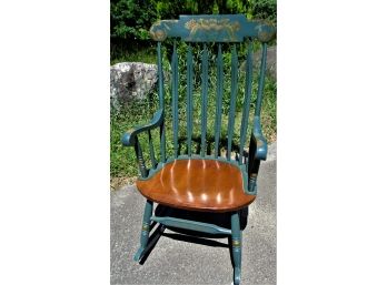 Classic Vintage L. Hitchcock Wood Panting Rocking Chair