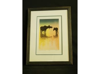 1998 Signed D. Catotti 116 Of 176 Moose In Morning Mist Framed Silk Screen Serigraph